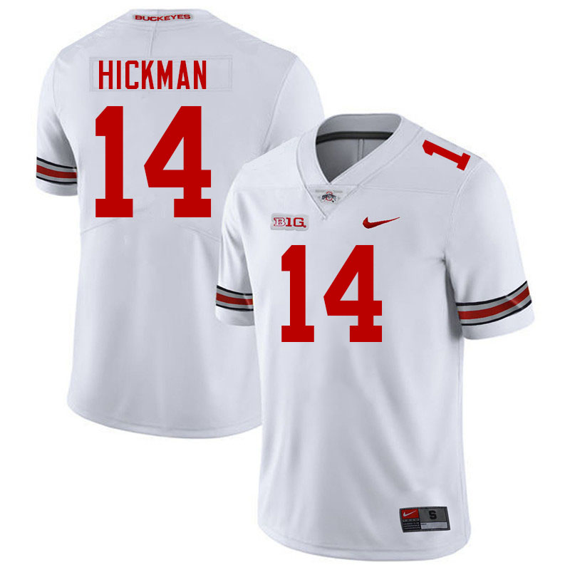#14 Ronnie Hickman Ohio State Buckeyes Jerseys Football Stitched-White